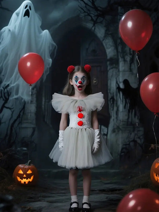 4-teiliges Grusel-Clown Halloween Kostüm