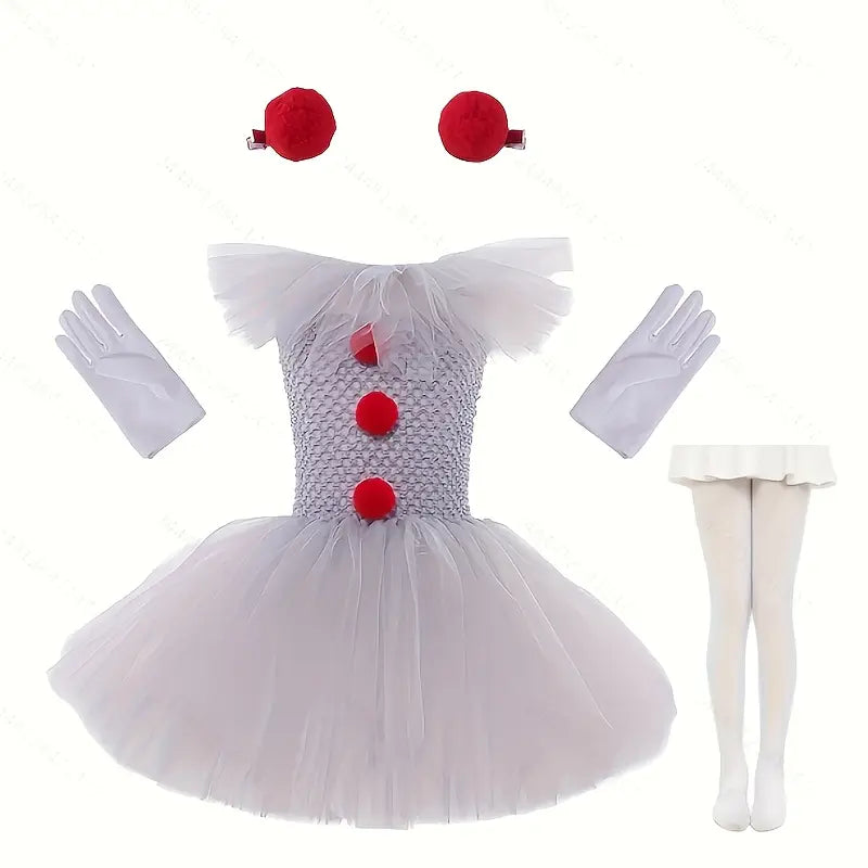 4-teiliges Grusel-Clown Halloween Kostüm