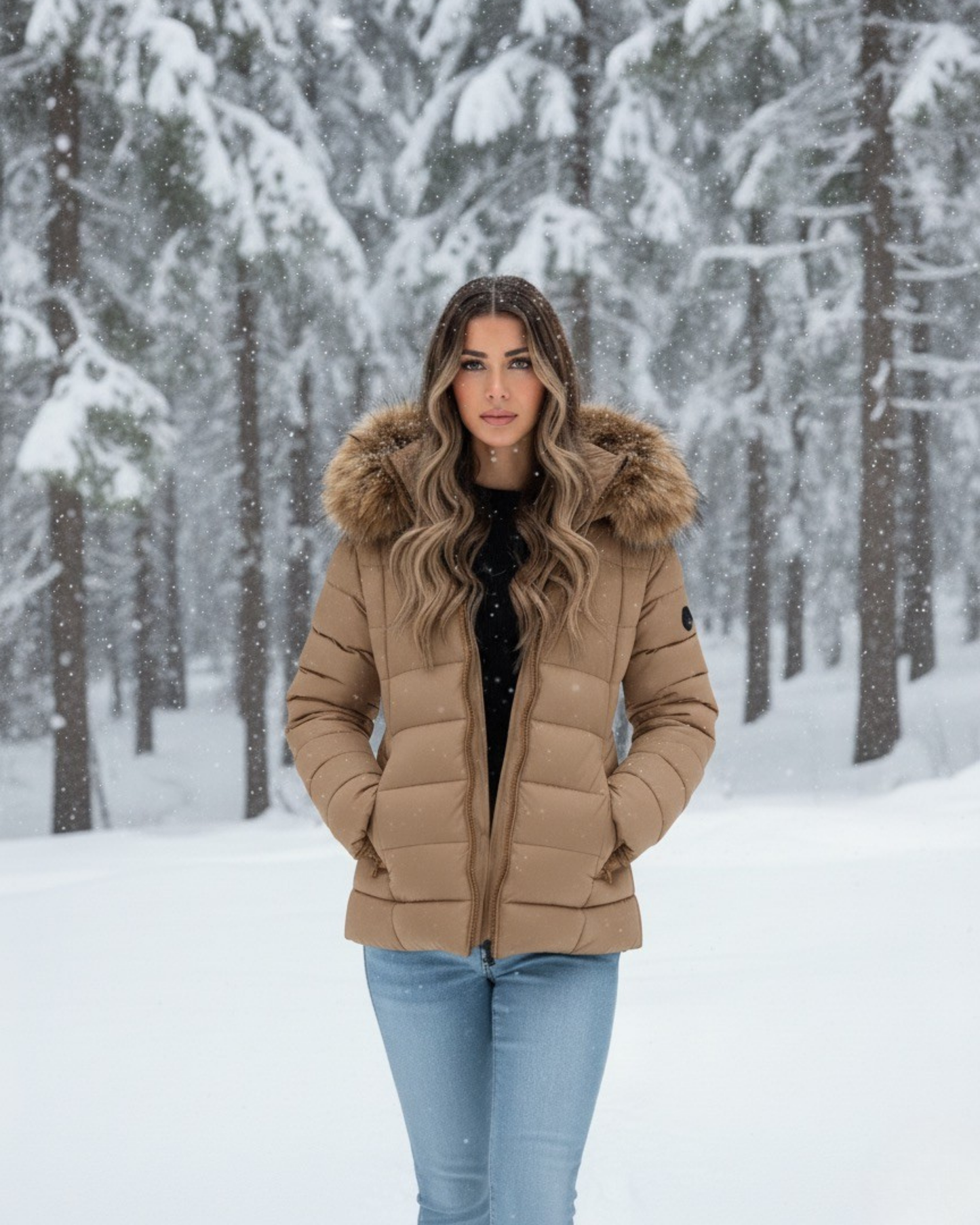 Pufferjacke Winter mit Fellkragen