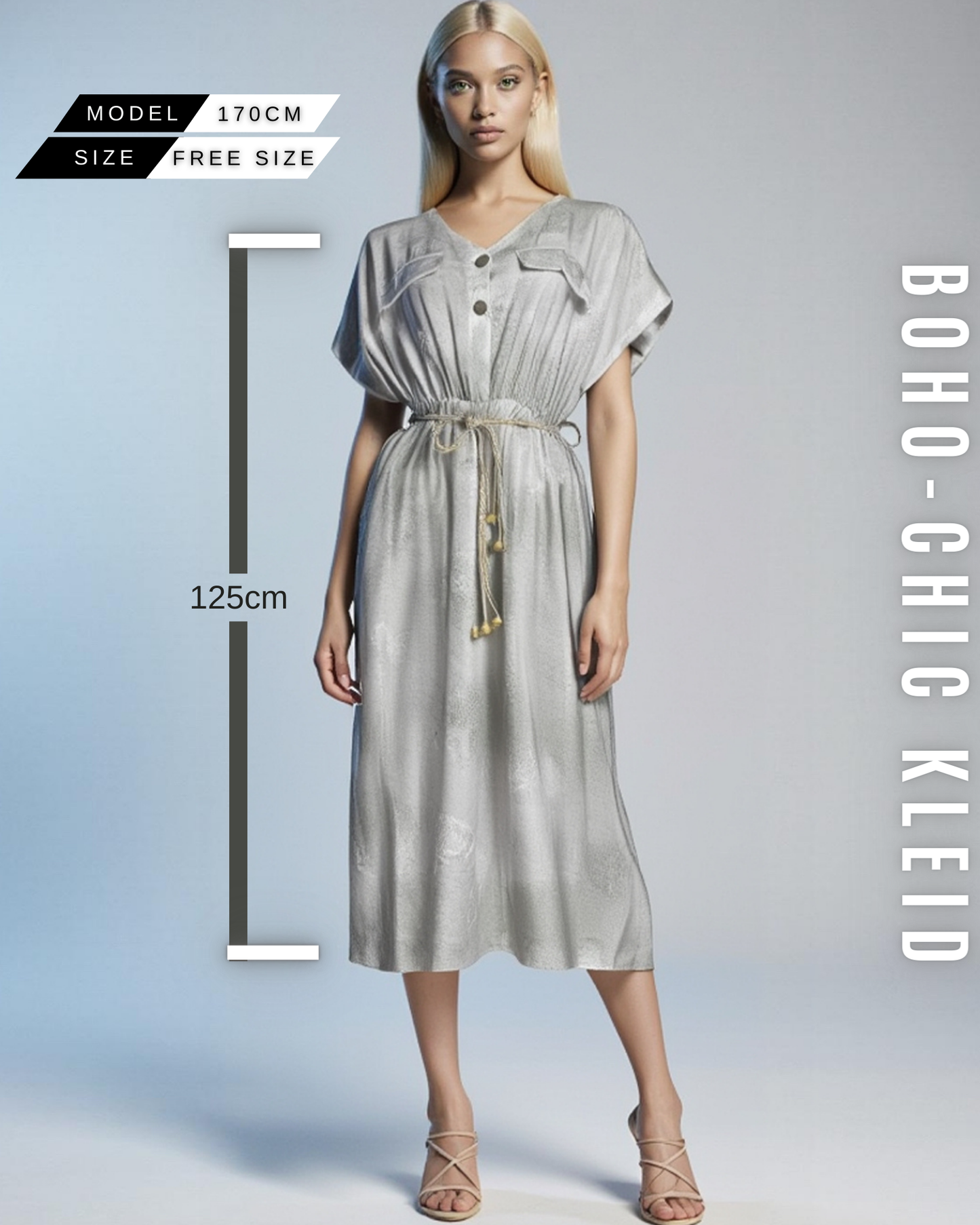 Boho-Chic Kleid mit Bindegürtel