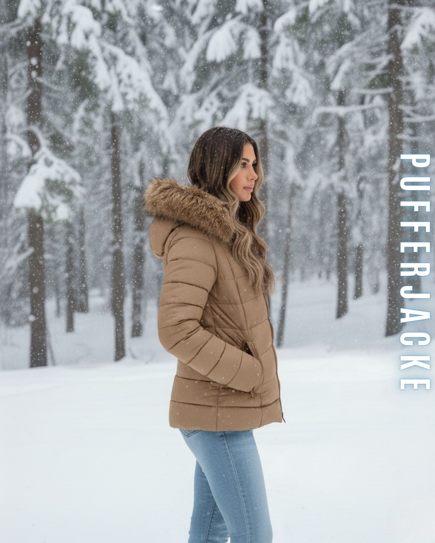 Pufferjacke Winter mit Fellkragen
