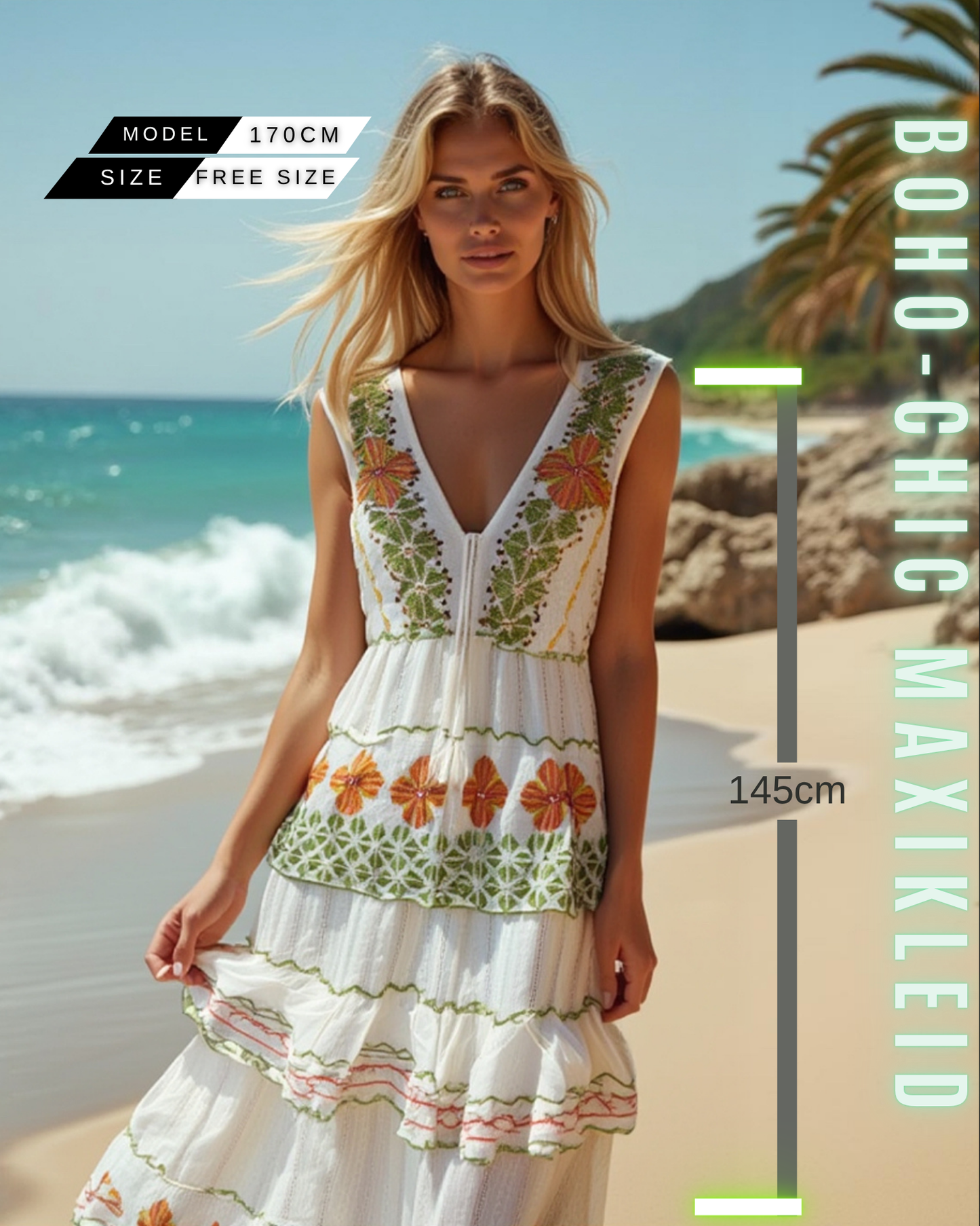ELEXUA | Damen-Boho-Maxikleid mit Blumenmuster – Rosa/Orange/Gold