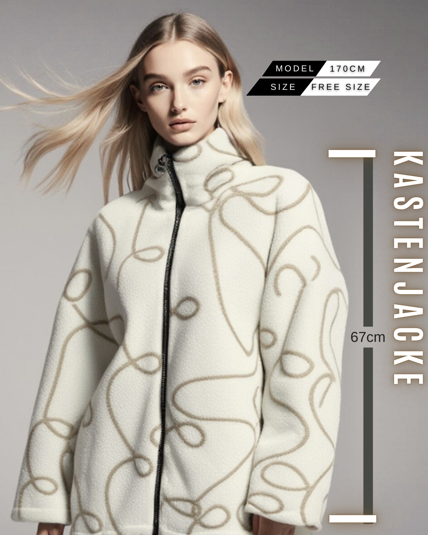 Gemusterte Kastenjacke mit Kapuze