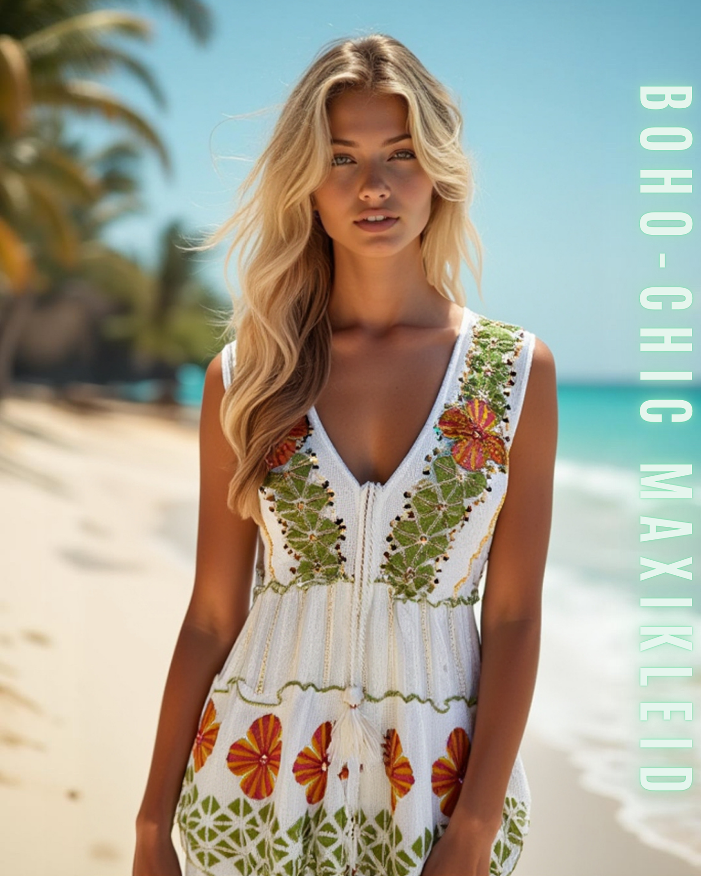 ELEXUA | Damen-Boho-Maxikleid mit Blumenmuster – Rosa/Orange/Gold
