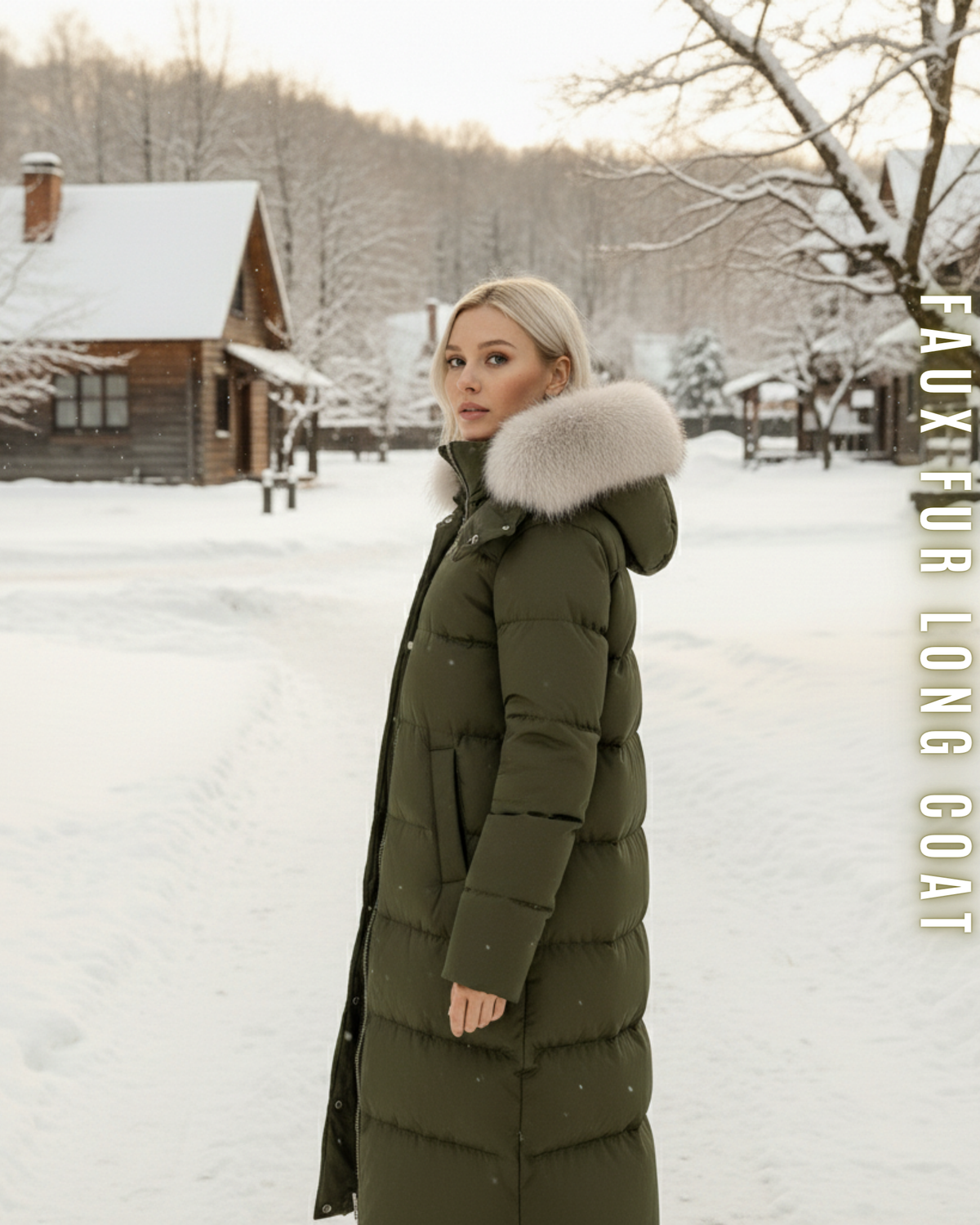 Langer Steppmantel "Arctic" - Kapuze