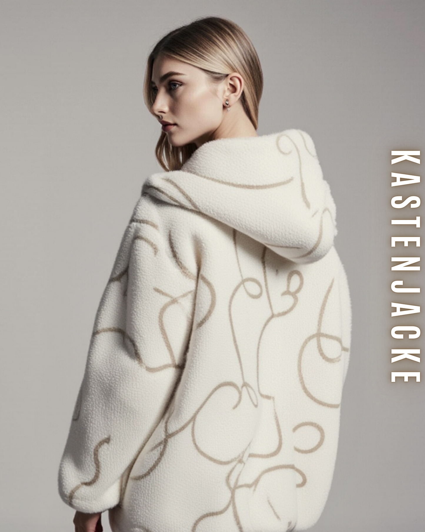 Gemusterte Kastenjacke mit Kapuze