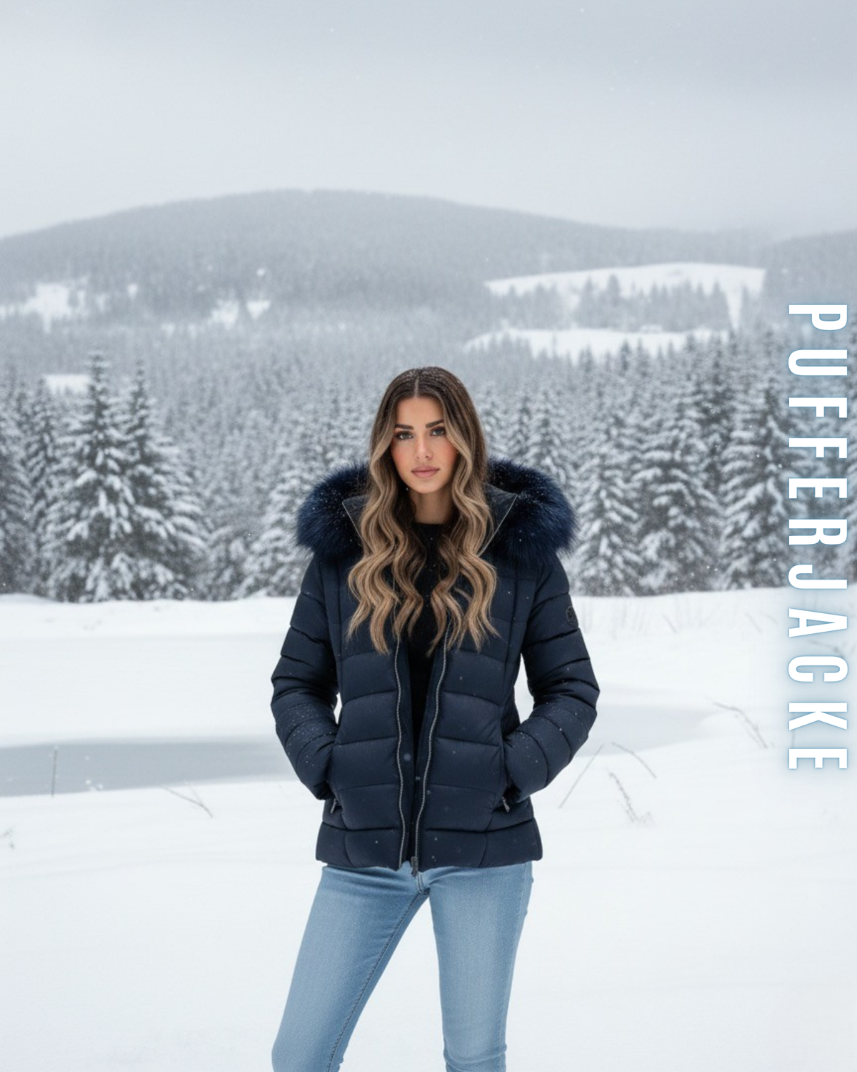 Pufferjacke Winter mit Fellkragen