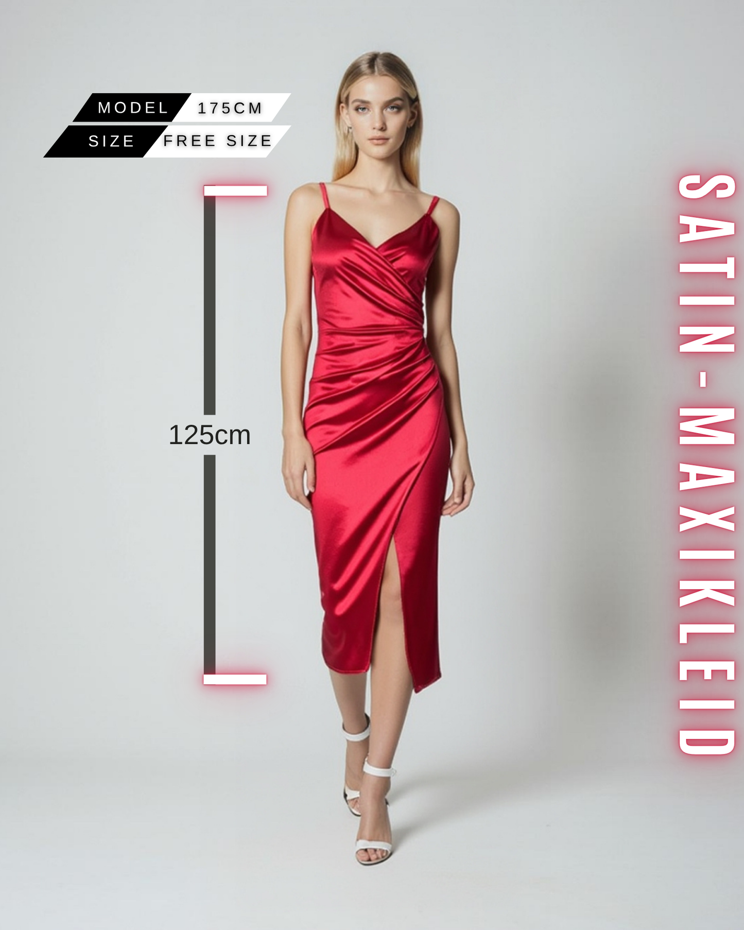 Satin-Maxikleid – Ärmellos & Tailliert