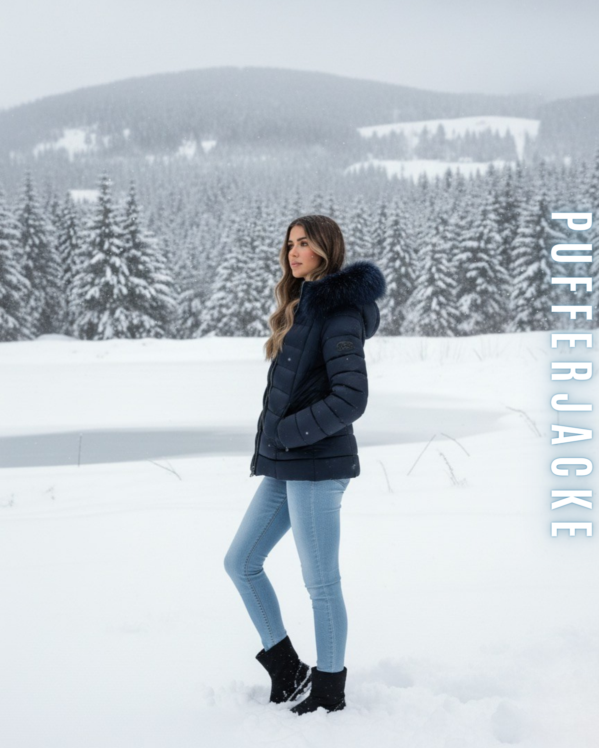 Pufferjacke Winter mit Fellkragen