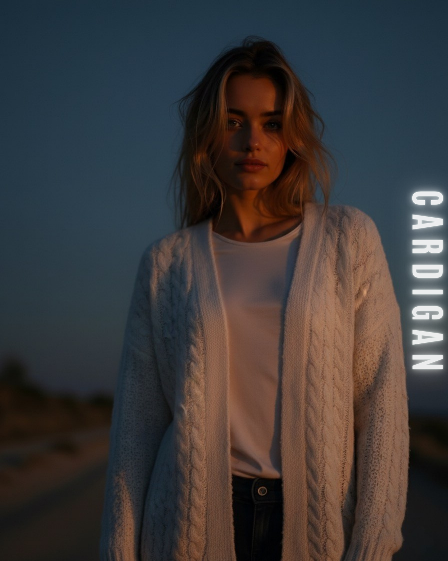 Langer Zopfstrick Cardigan mit Kapuze