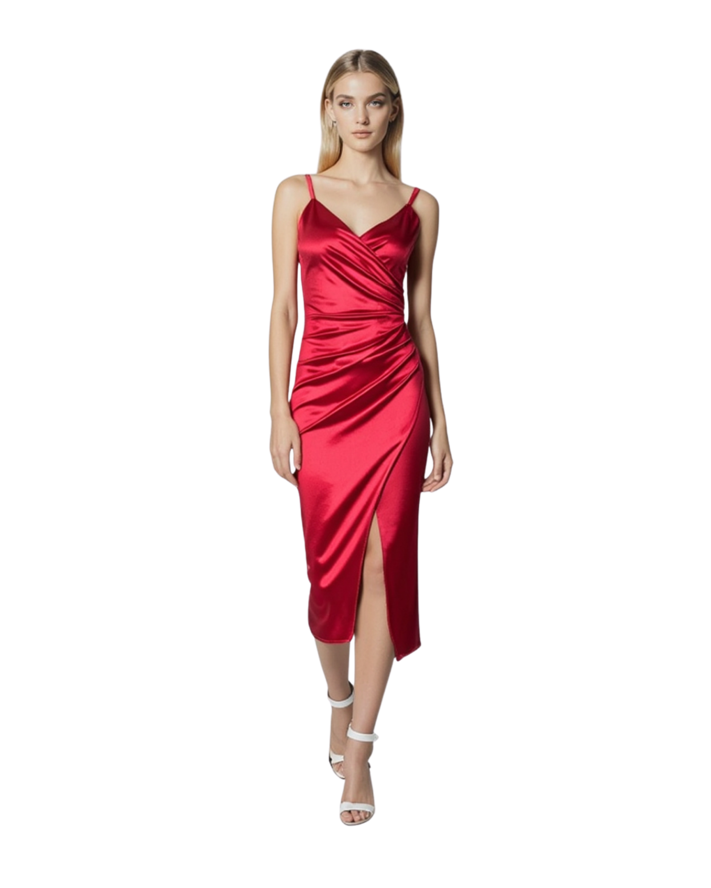 Satin-Maxikleid – Ärmellos & Tailliert