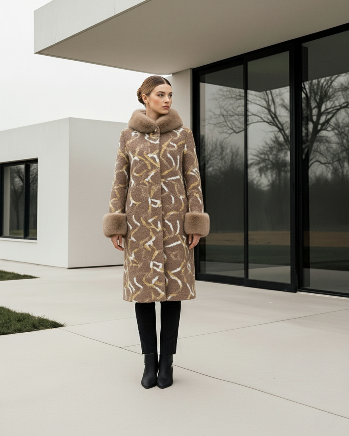 Luxus Midi Wollmantel