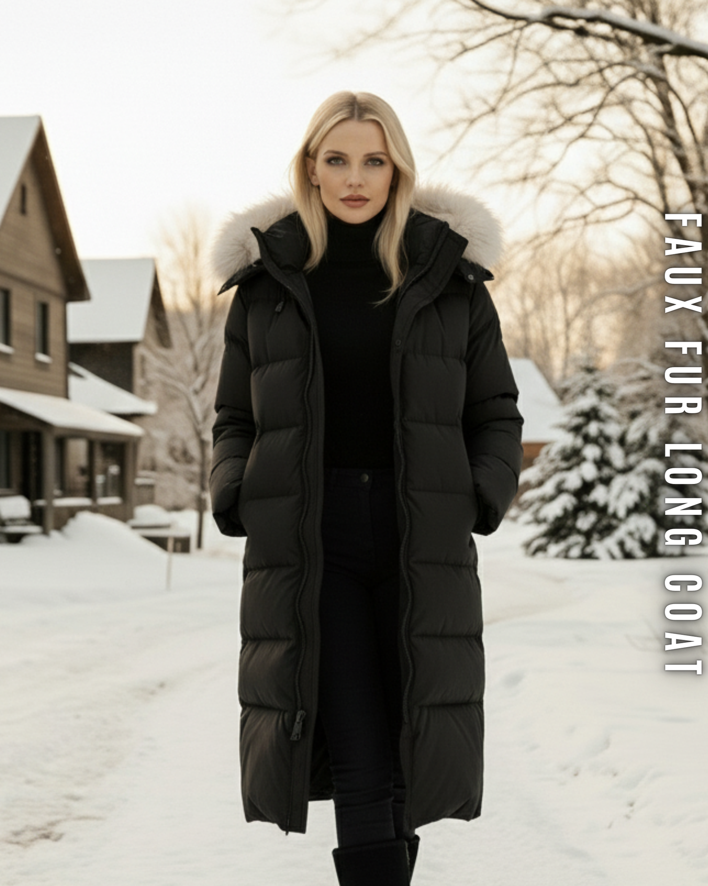 Langer Steppmantel "Arctic" - Kapuze