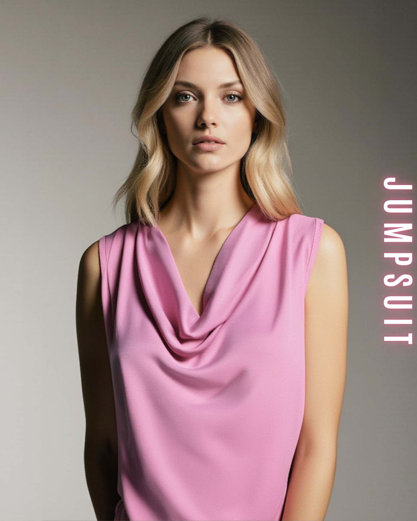 Jumpsuit mit Wasserfallausschnitt und Gürtel