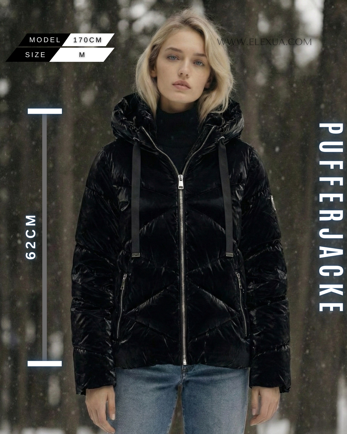 Glanz Pufferjacke Kurz