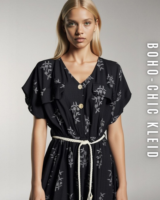 Boho-Chic Kleid mit Bindegürtel