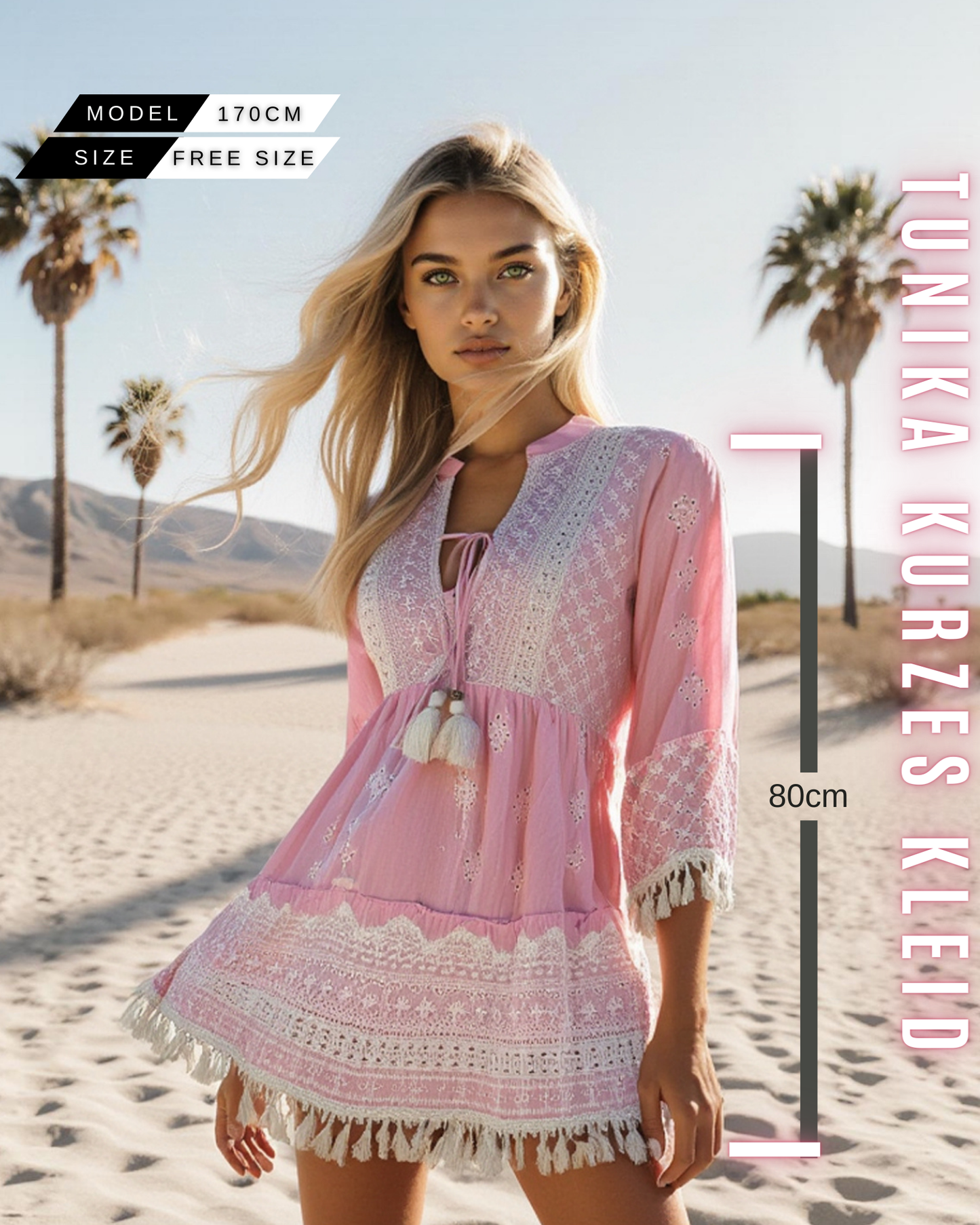 Tunika Halbeskleid mit Ethno-Details