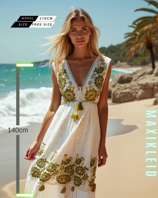 Boho Maxikleid mit Blumen-Stickerei