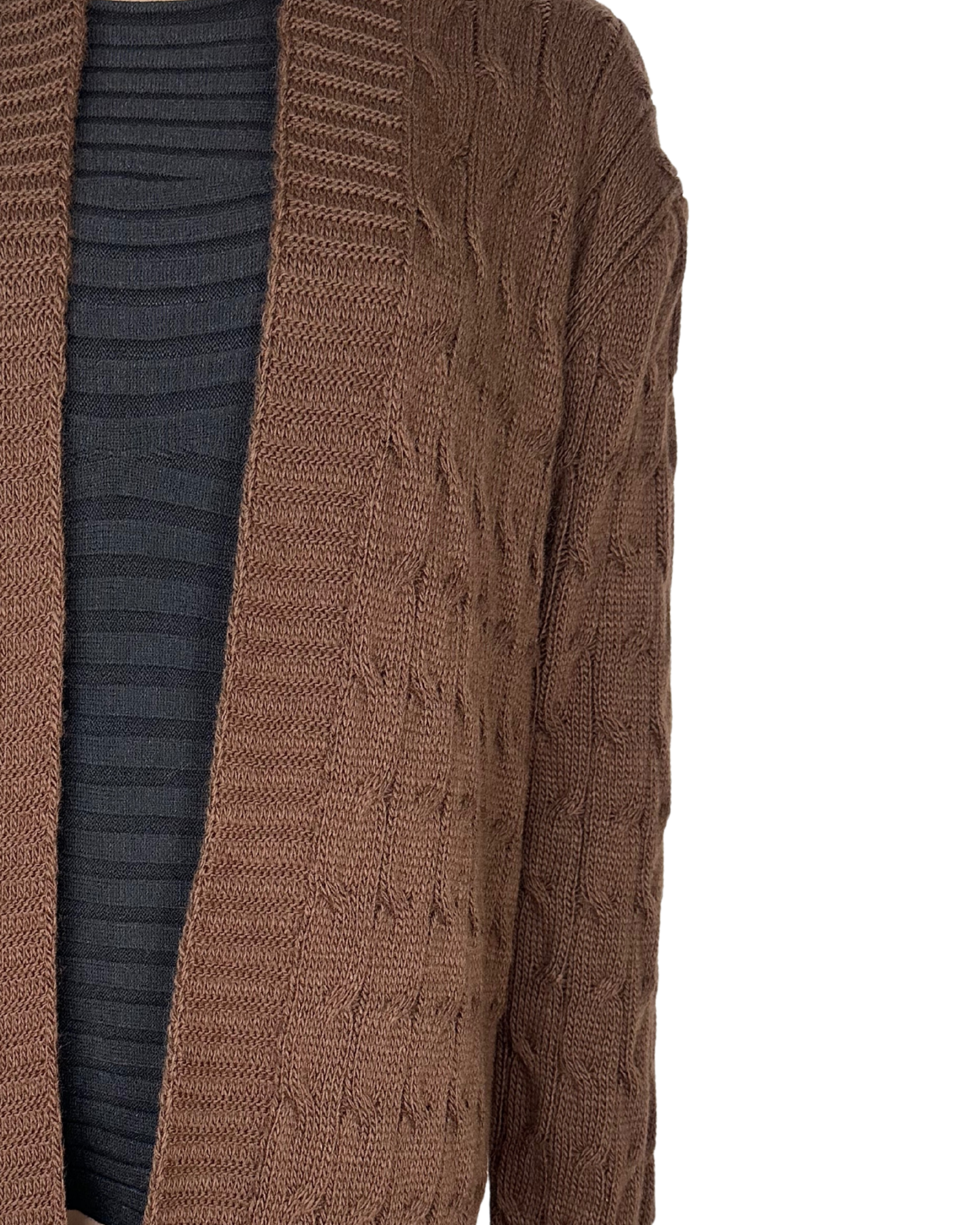 Langer Zopfstrick Cardigan mit Kapuze