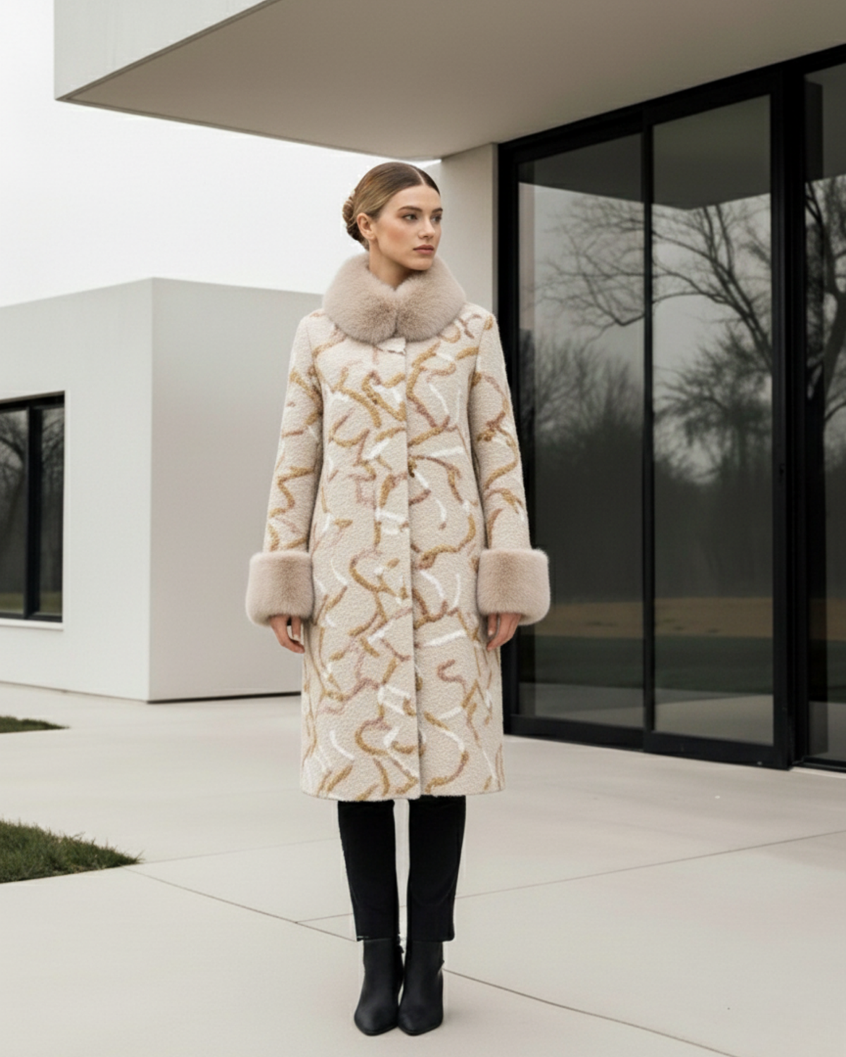 Luxus Midi Wollmantel
