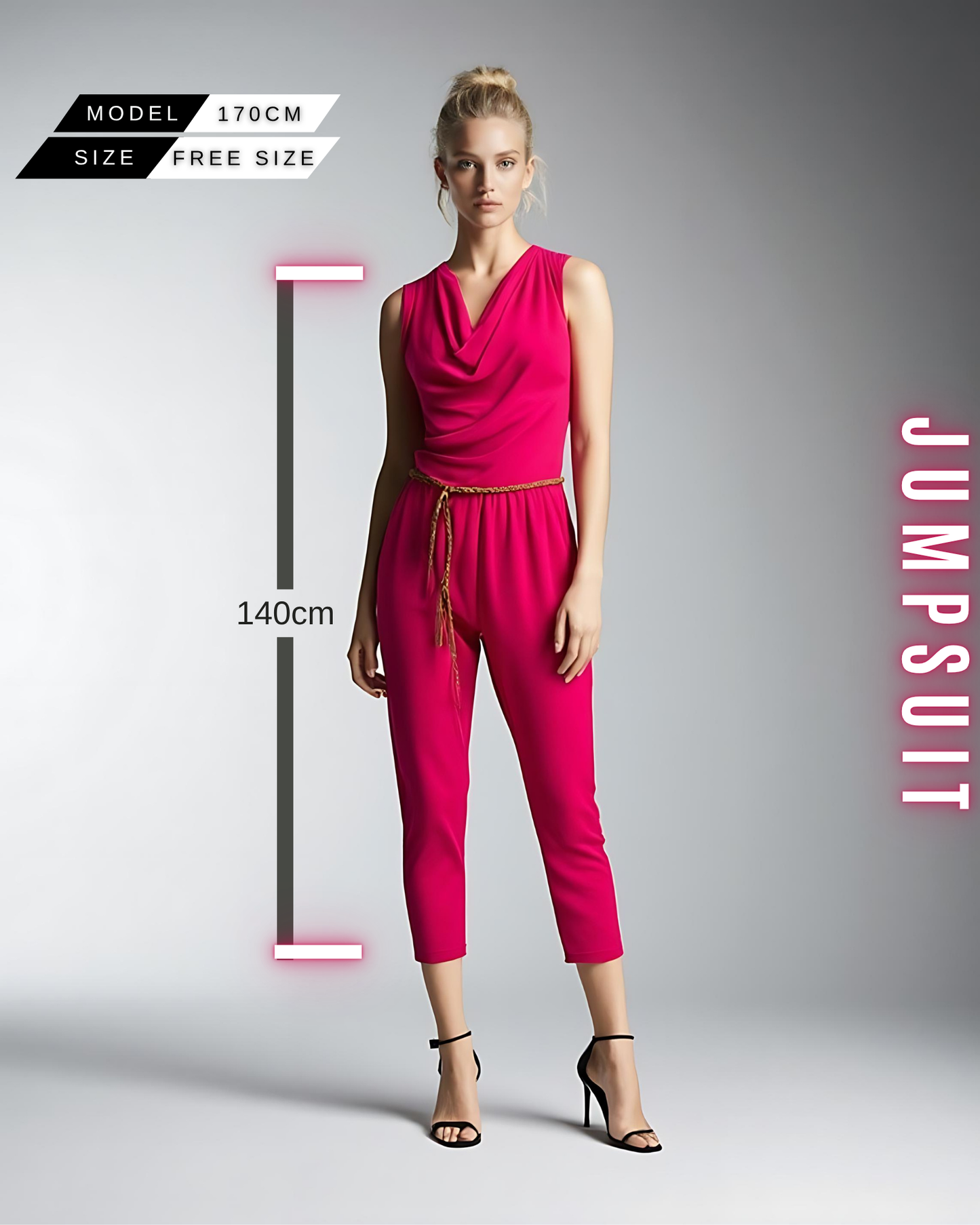Jumpsuit mit Wasserfallausschnitt und Gürtel