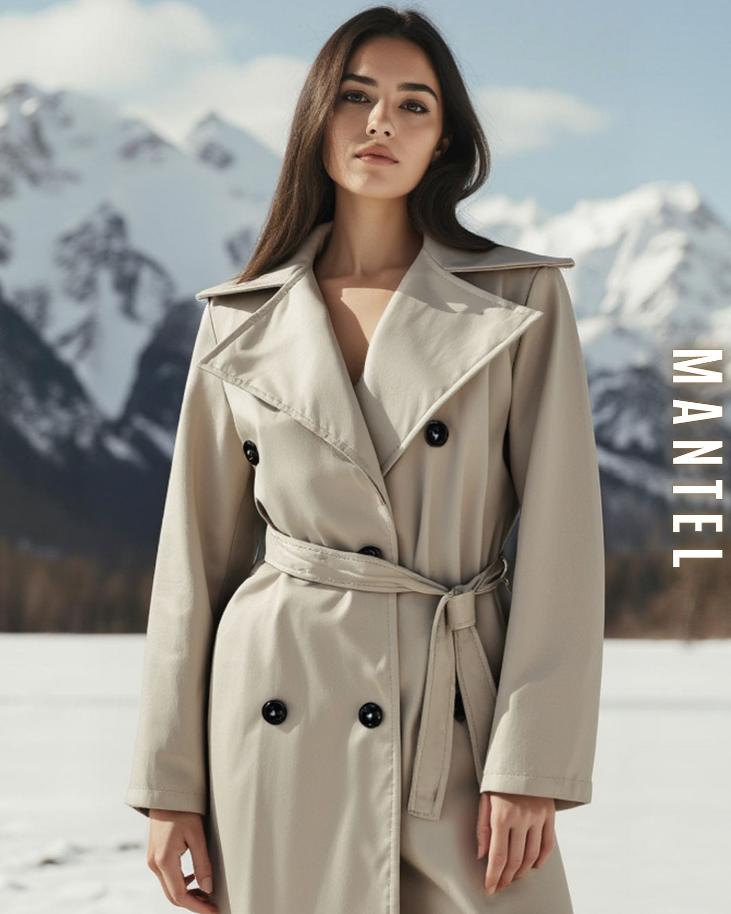 Eleganter Mantel in Leder-Optik mit Bindegürtel