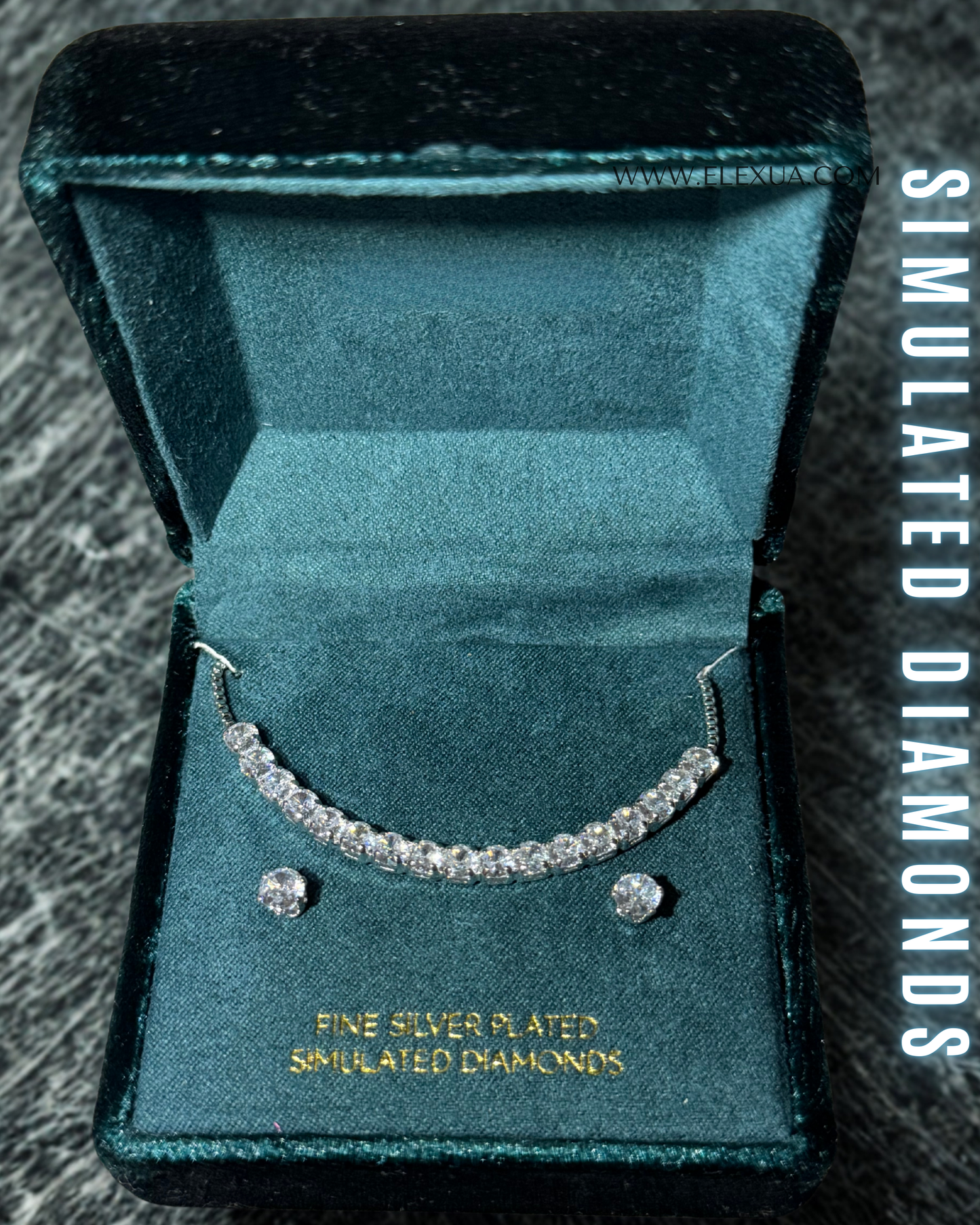 Simulierte Diamanten Halskette und Ohrringe