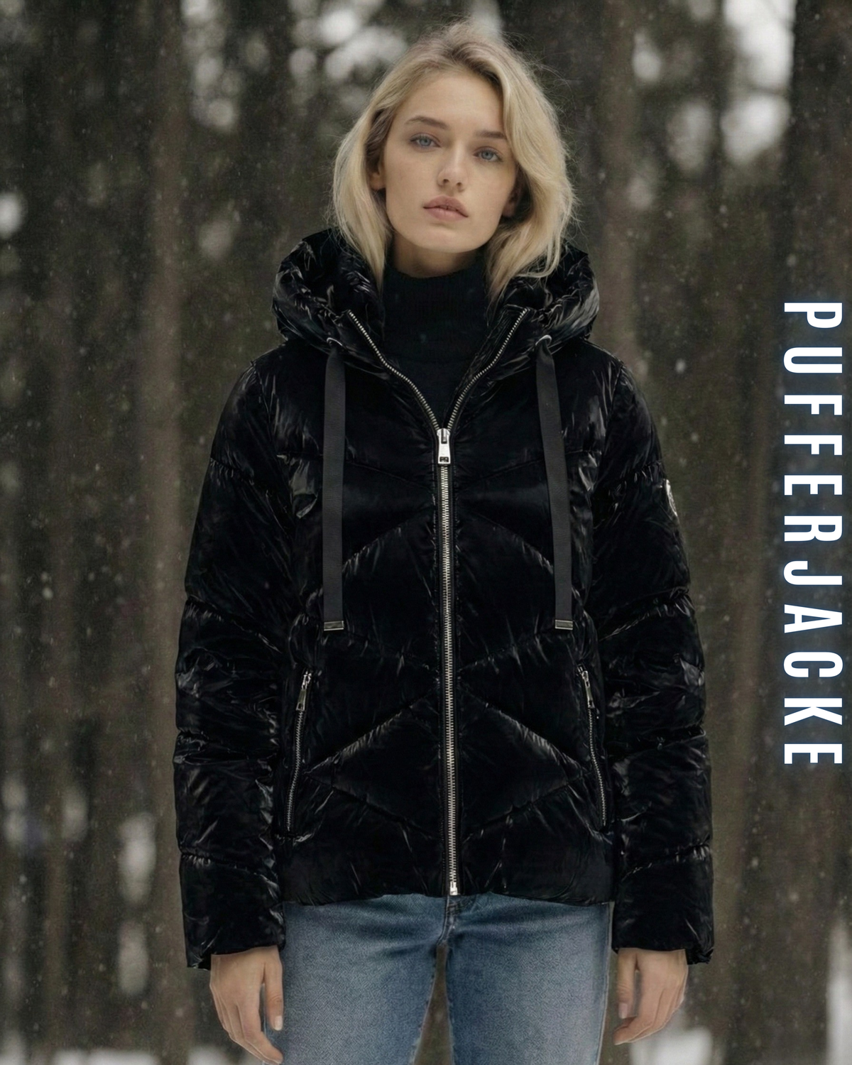 Glanz Pufferjacke Kurz