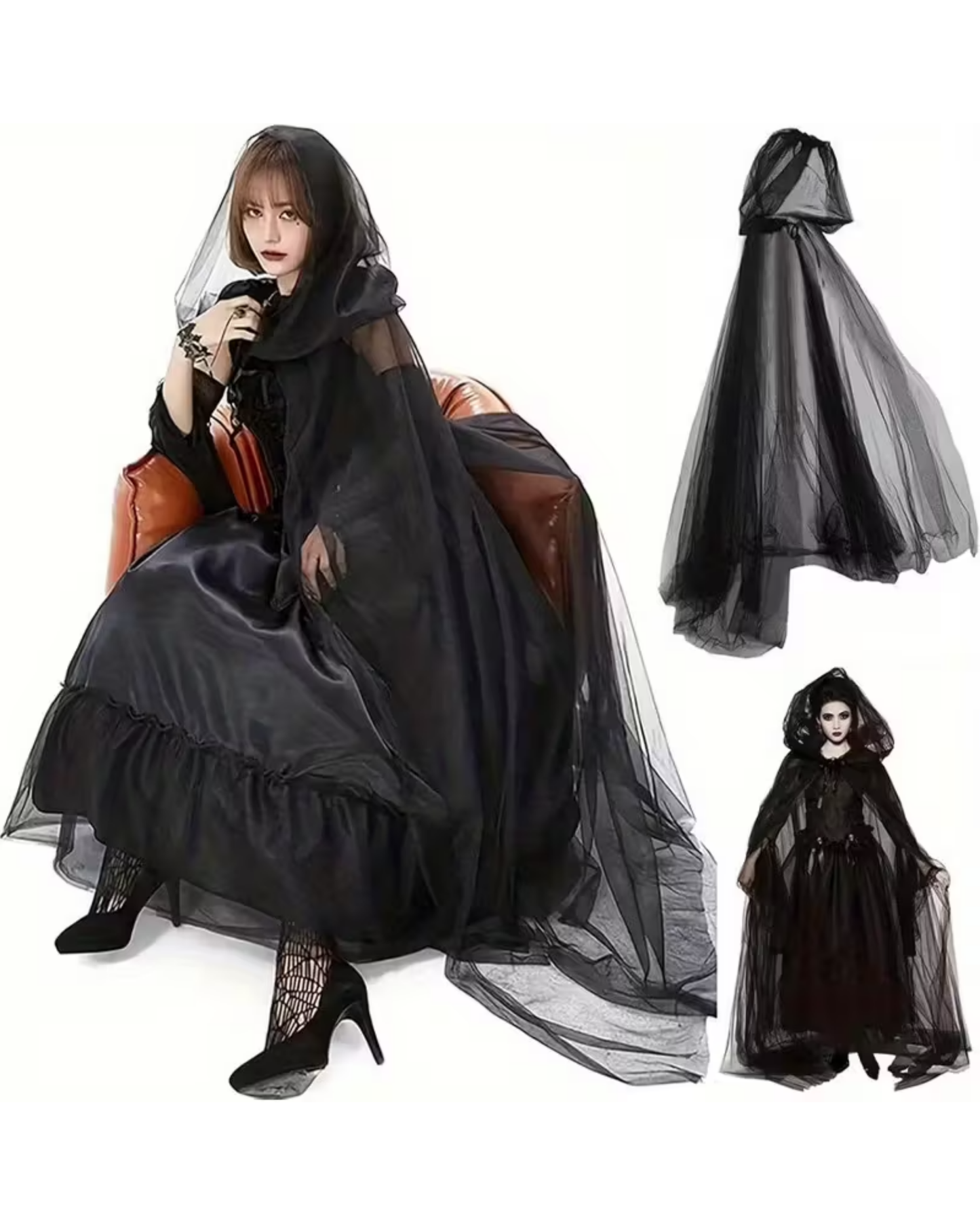 Schwarzer Brautschal mit Mask