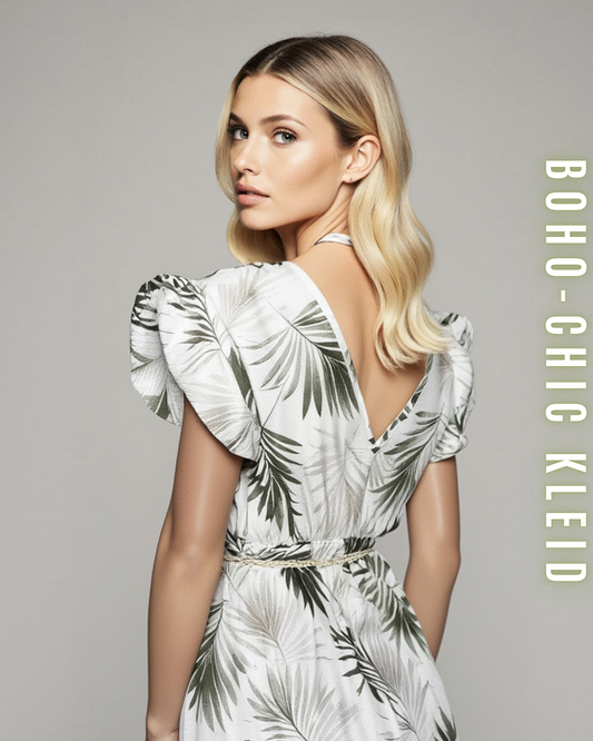 Boho-Kleid „Palmenblatt“ mit Bindegürtel