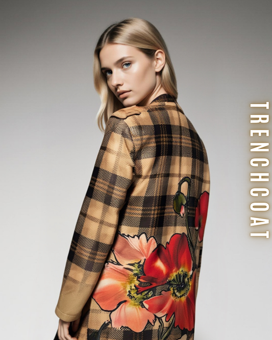 Gemusterter langer Trenchcoat