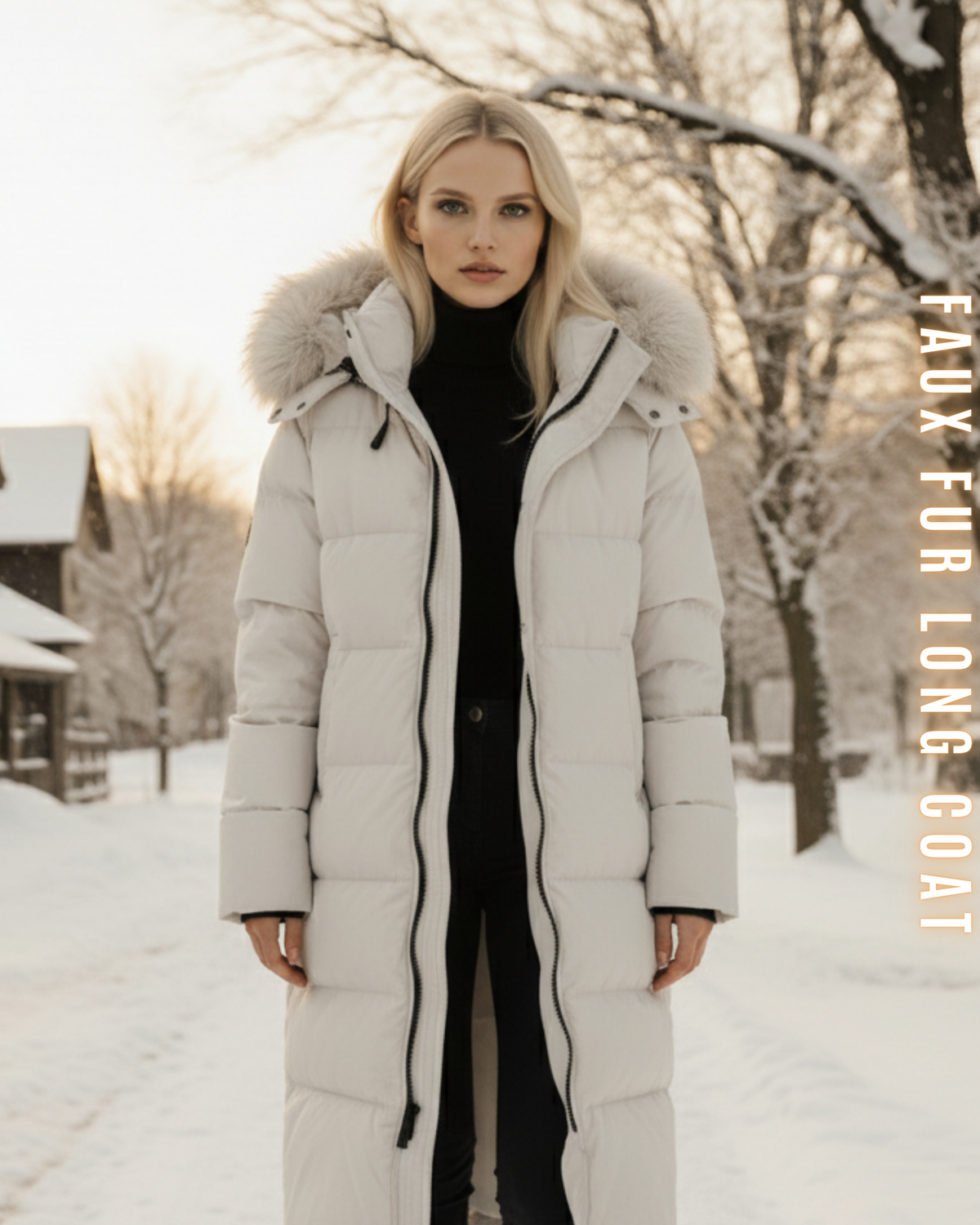 Langer Steppmantel "Arctic" - Kapuze