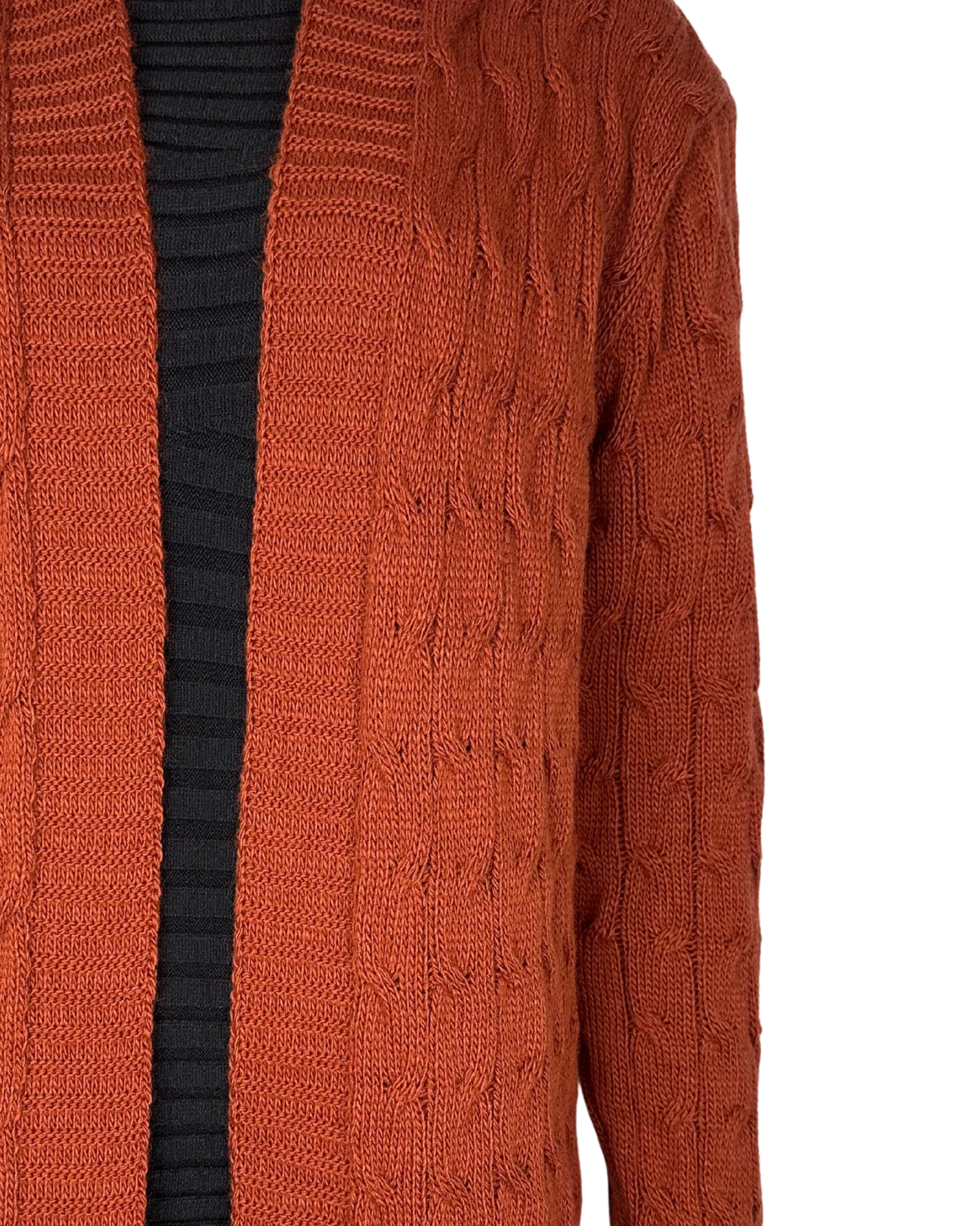 Langer Zopfstrick Cardigan mit Kapuze