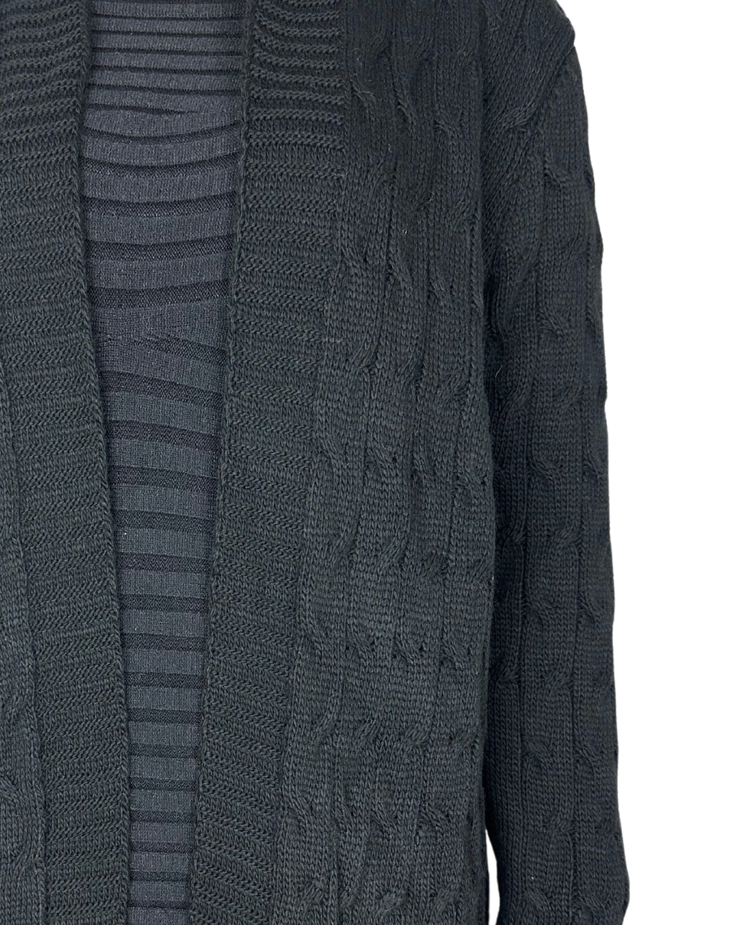 Langer Zopfstrick Cardigan mit Kapuze