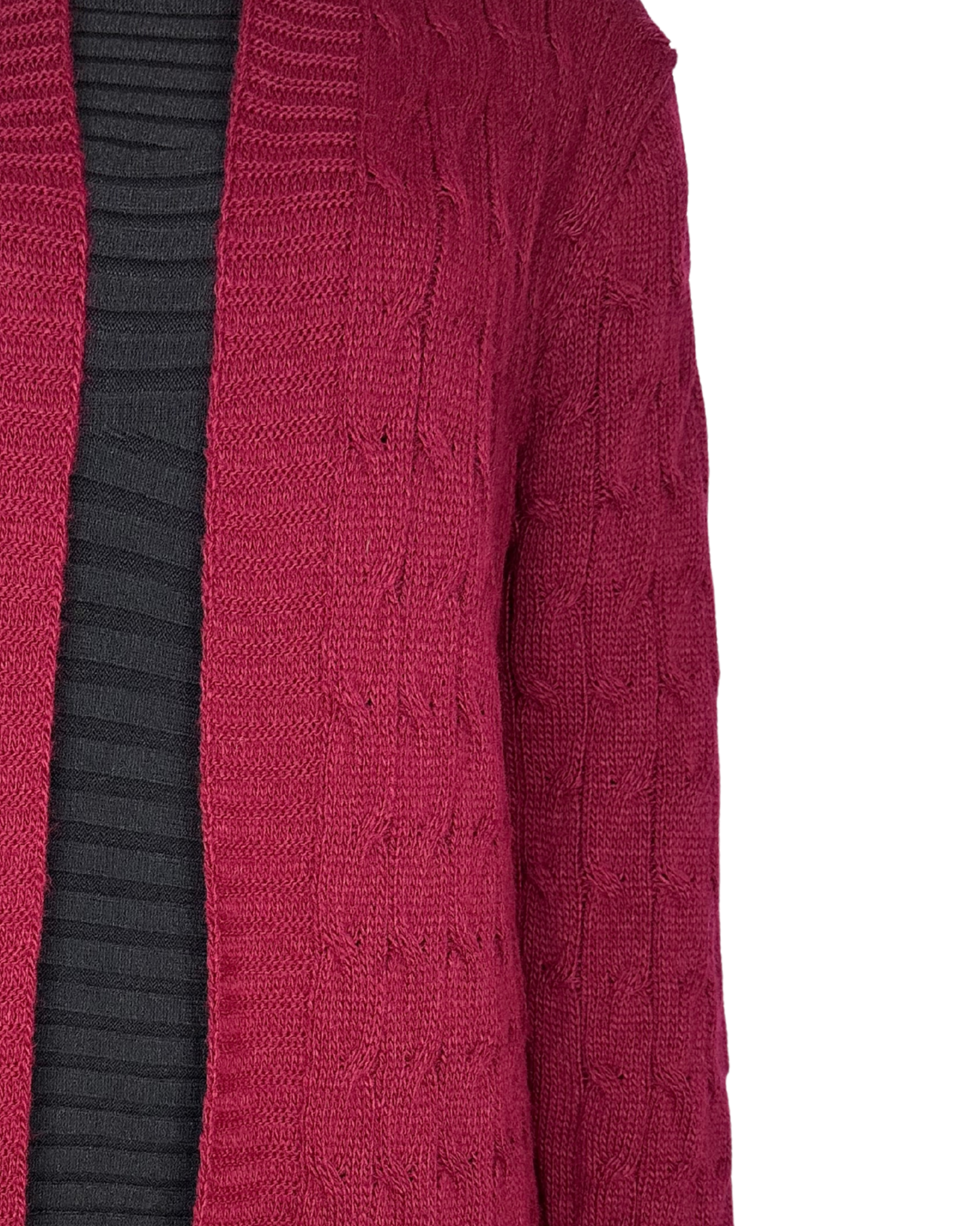 Langer Zopfstrick Cardigan mit Kapuze