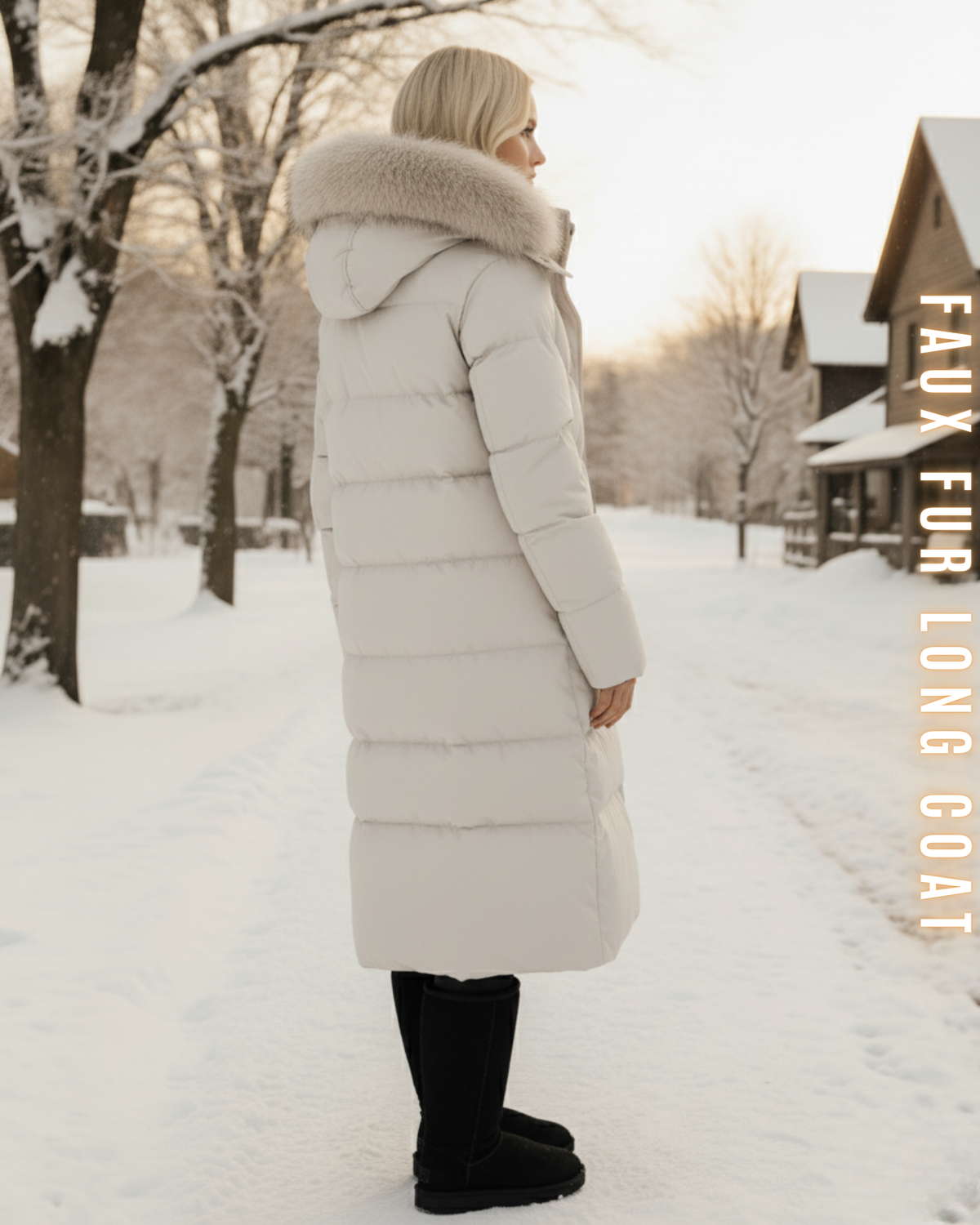 Langer Steppmantel "Arctic" - Kapuze