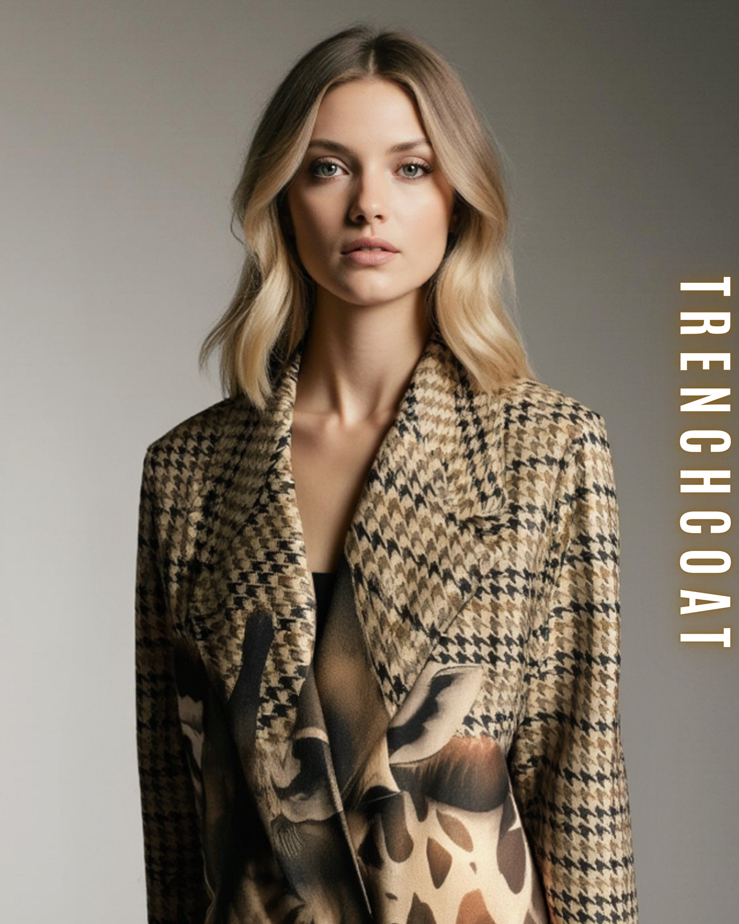 Gemusterter langer Trenchcoat