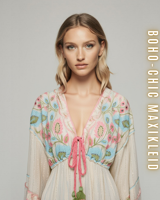Boho-Chic Maxikleid mit ausgestellten Ärmeln