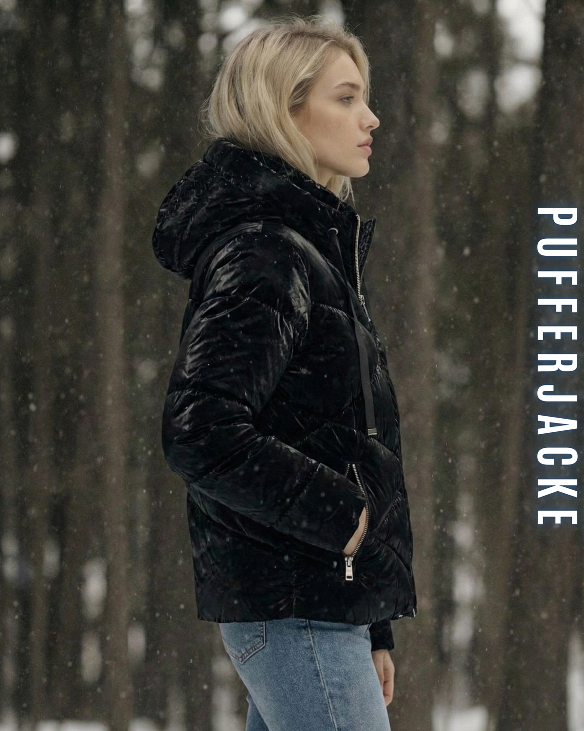 Glanz Pufferjacke Kurz