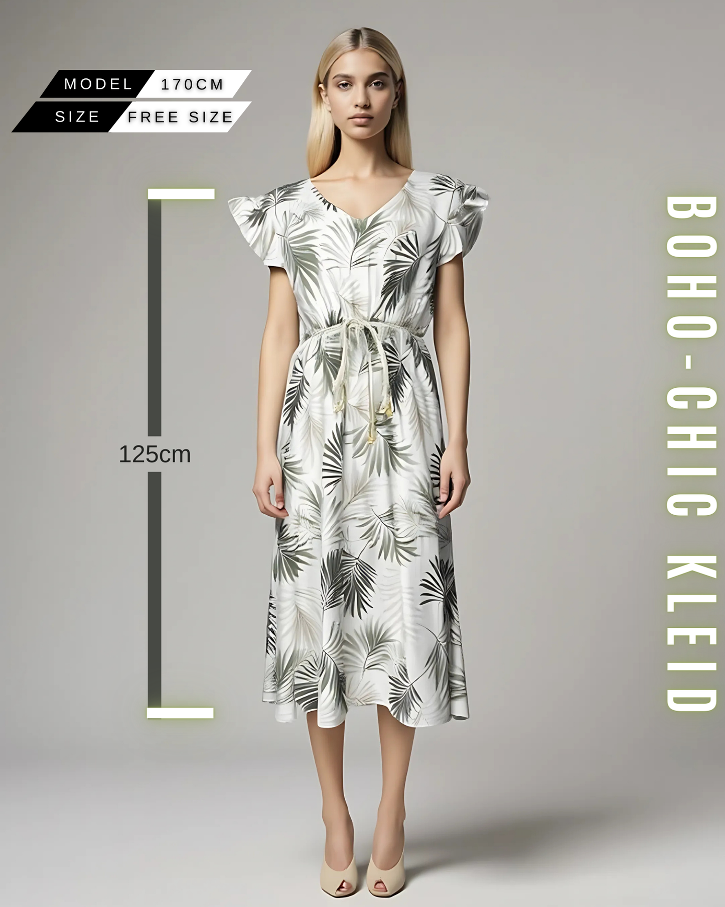 Boho-Kleid „Palmenblatt“ mit Bindegürtel