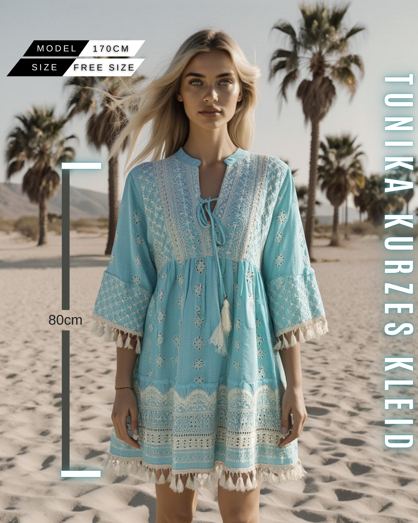 Tunika Halbeskleid mit Ethno-Details