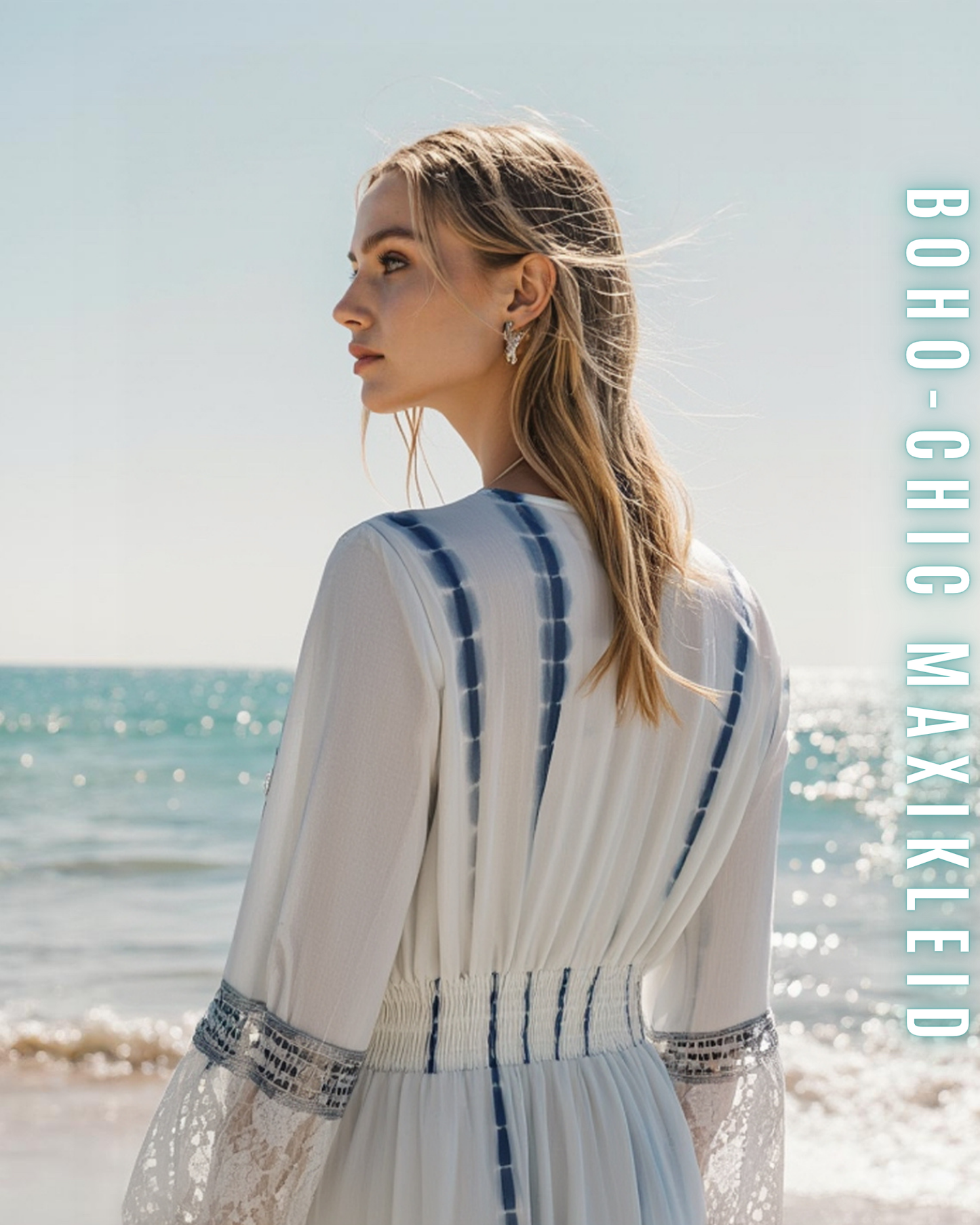 Boho-Chic Maxikleid für Damen mit Spitze & Fransen | 100% Viskose | Perfekt für Sommer und Veranstaltungen.