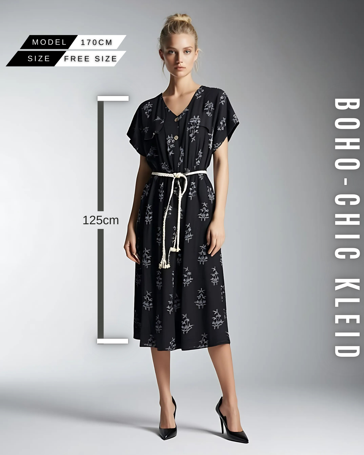 Boho-Chic Kleid mit Bindegürtel