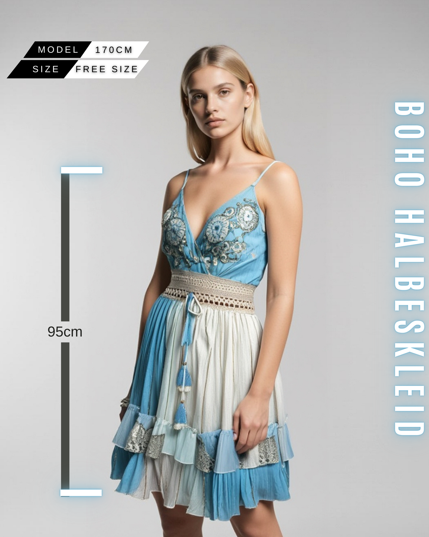 Boho Halbeskleid „Lagune“ mit Ethno-Details