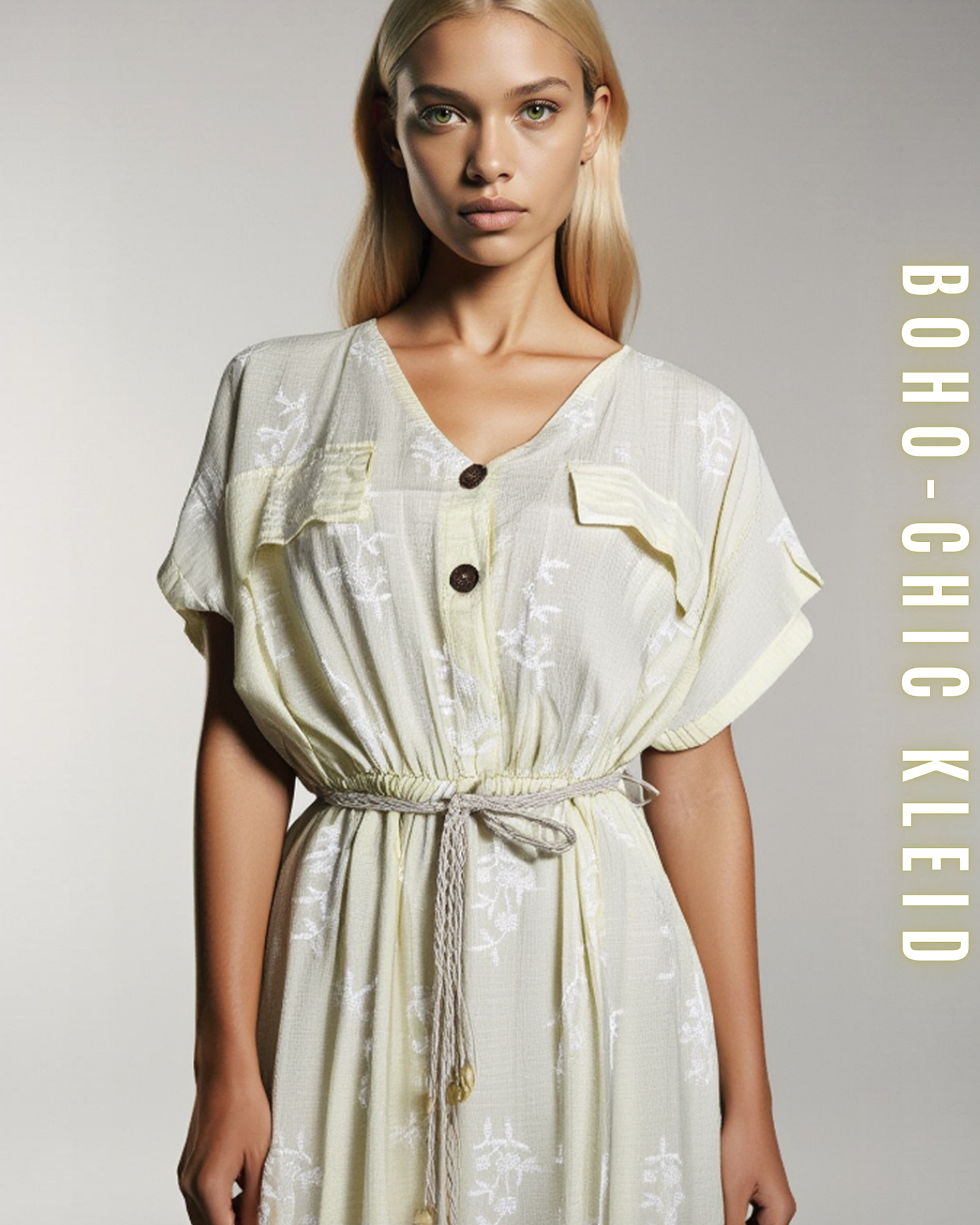 Boho-Chic Kleid mit Bindegürtel
