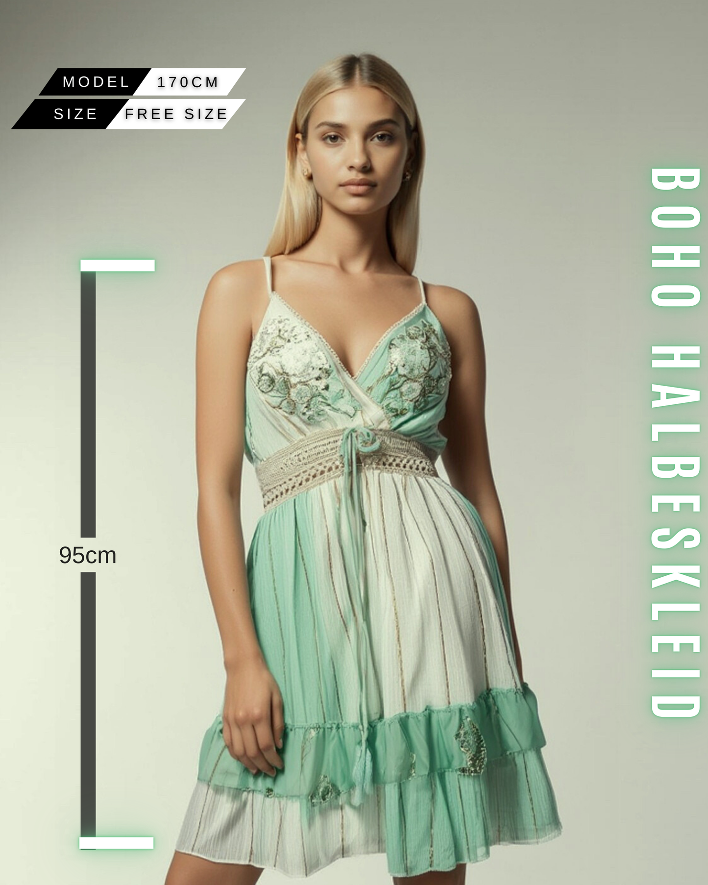 Boho Halbeskleid „Lagune“ mit Ethno-Details