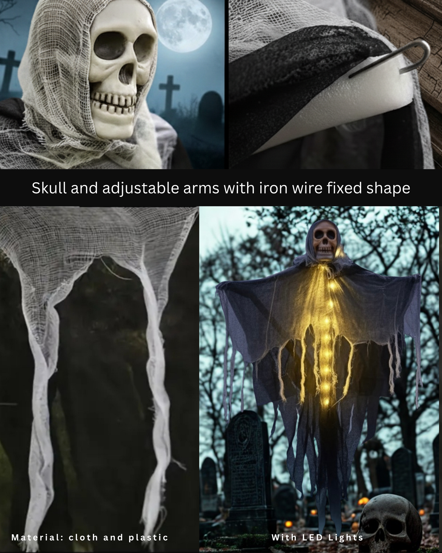 Halloween Spooky Geist mit LED-Lichtern