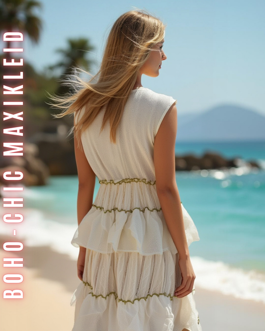 ELEXUA | Damen-Boho-Maxikleid mit Blumenmuster – Rosa/Orange/Gold