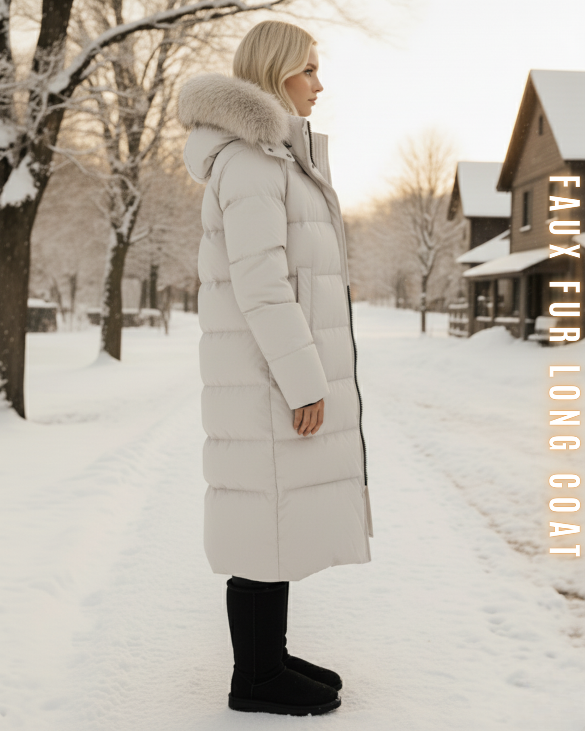 Langer Steppmantel "Arctic" - Kapuze