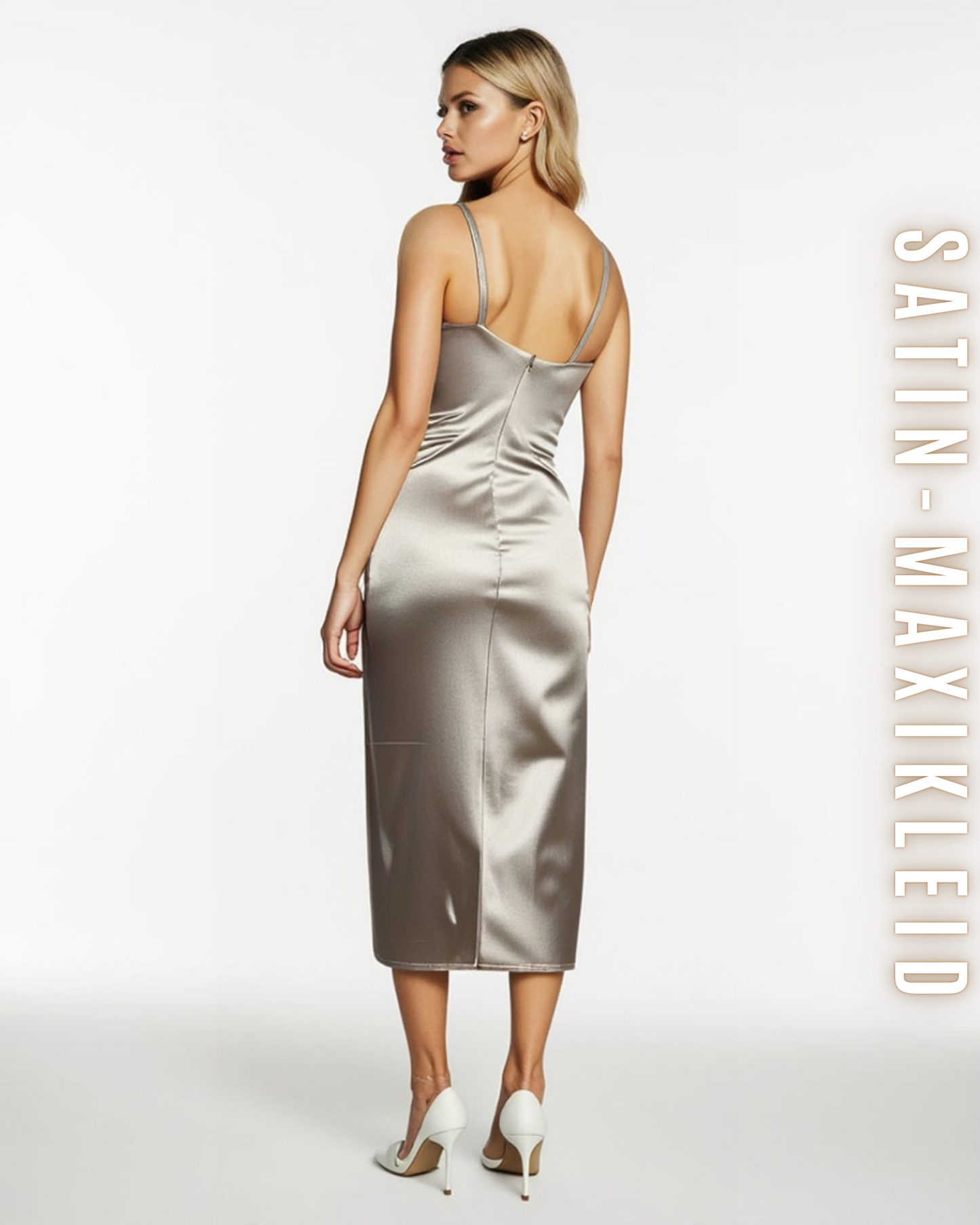 Satin-Maxikleid – Ärmellos & Tailliert